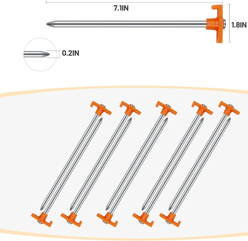 AVOFOREST 20 Pcs Tent Stakes with Camping Hammers, 7.1 Inch Non-Rust Metal Tent Pegs + Portable Tent Stakes Hammers Ground Stakes and Tent Accessories Camping with Storage Bag,Garden,Hiking - Image 4